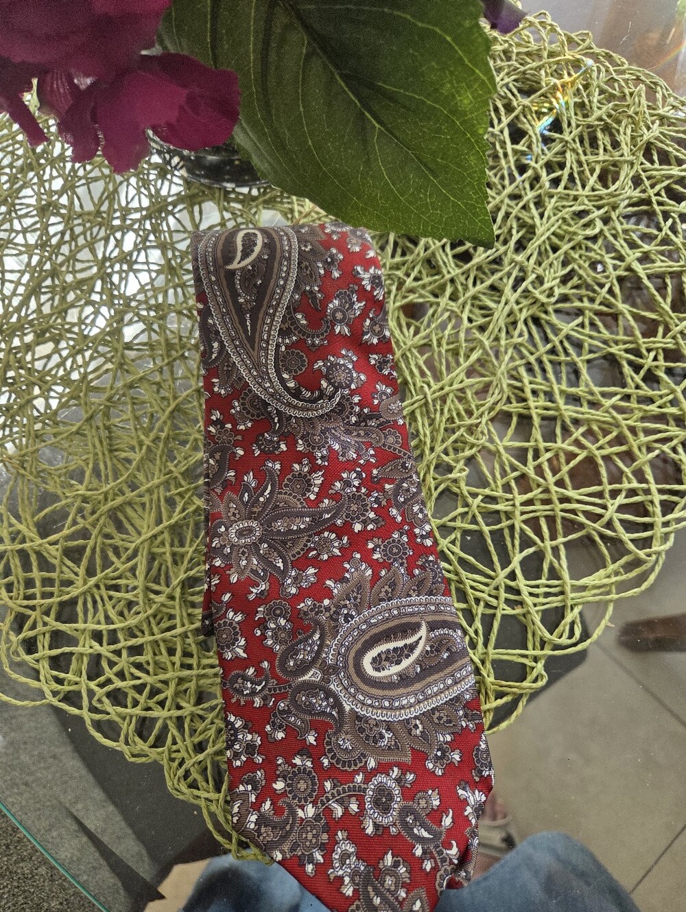 Christian Dior Classic Red Paisley Men's Tie Never Worn